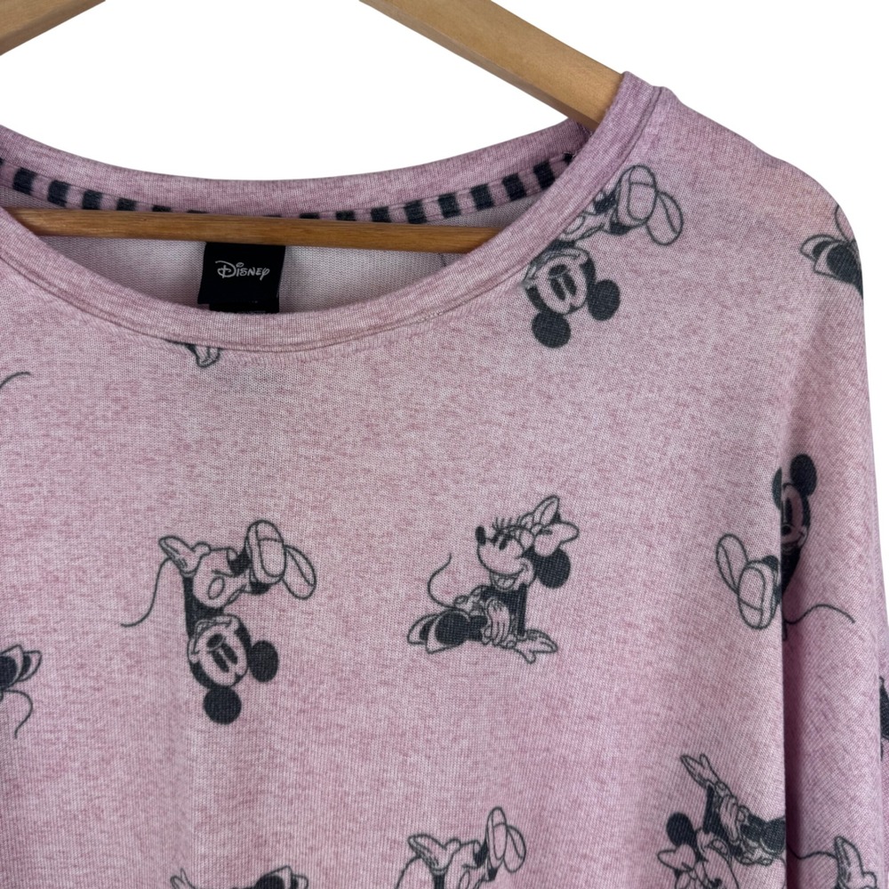 Disney Mickey Minnie Mouse Sweatshirt Womens XXL Pink Heather Drawstring Hem
